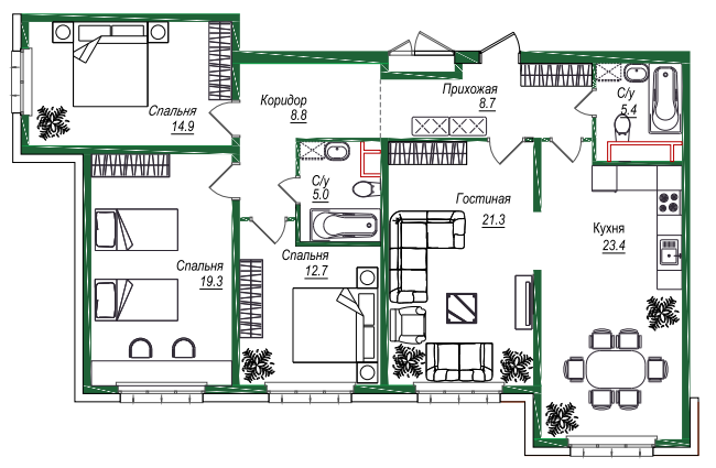 1 комнатная квартира