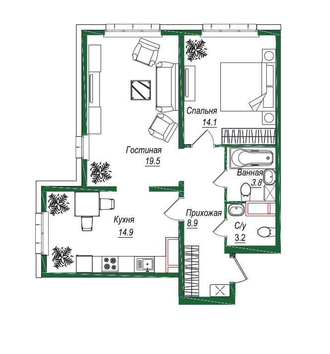 3 комнатная квартира
